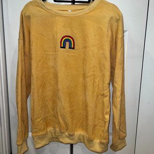 Oversize Yellow Crewneck with Rainbow Size M